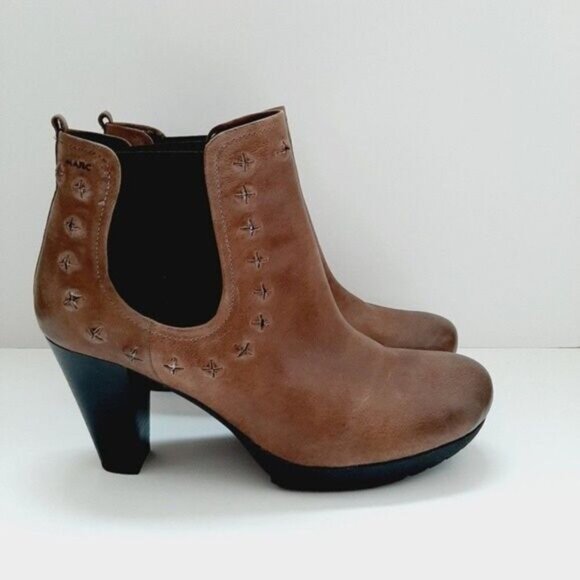 MARC High Heel Ankle Booties Genuine Leather Taupe Sz Eur 42 | US 11-11.5 - Picture 3 of 15